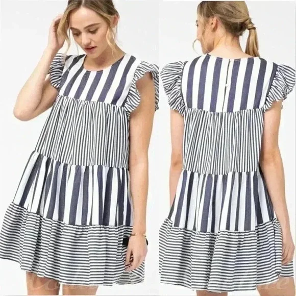 NAVY STRIPES DRESS - Picture 2 of 2